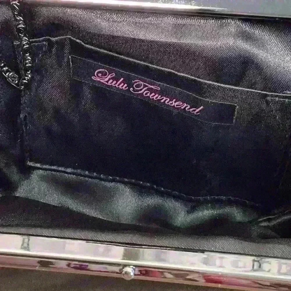 Black and Gunmetal Clutch with Removable Metal Chain Strap - Picture 4 of 7